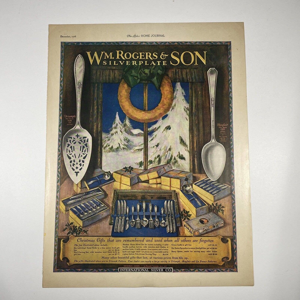 Vintage 1926 WM. Rogers & Son Silverplate Ad - Ladies Home Journal 925 Silver